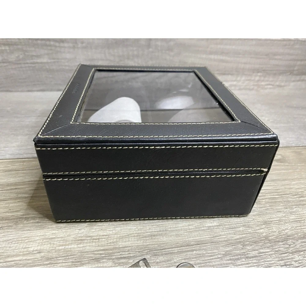 Fossil Watch Display Case Jewelry Box Organizer Storage Container Holder Black